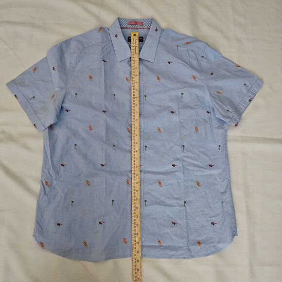Johnston & Murphy Men's Light Blue Embroidered Short Sleeve Summer Shirt Size XL - Picture 9 of 9